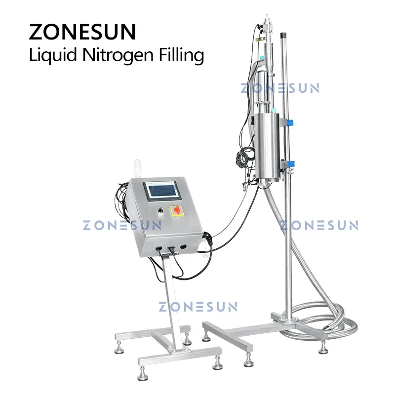 ZONESUN Liquid Nitrogen Filling Machine Anti Oxidation Deoxidize for Food Products Drinks Dampproof Juice Water Bottles ZS-LN01