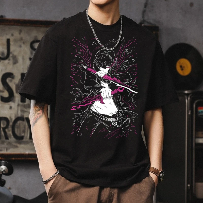 2025 New Solo Leveling T-Shirt Sung Jinwoo Anime Manga Black Shirt Tee All Size Pro Choice Graphic T Shirts Oversized Vintage