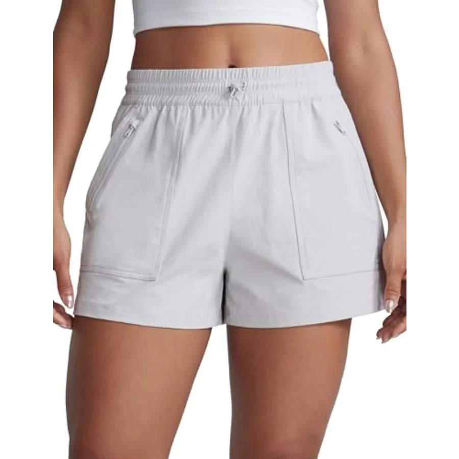 

CRZ YOGA High Waisted Hiking Shorts for Women 3" - Water Resistant Cargo for Athletic Travel Outdoor with Zip Pockets