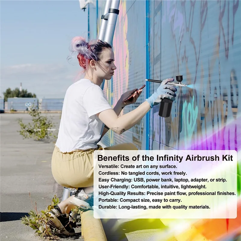PA-エアブラシキット - 充電式ハンドヘルドエアブラシコンプレッサー、プロフェッショナルコードレス自動エアブラシガン、ネイルアート、メイクアップ用