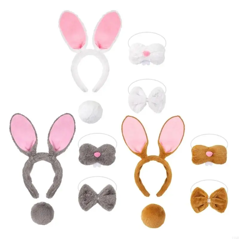 

Women's Bunnies Costume Ear Headband,Bowtie,Rabbit Nose Tail for Easter Halloween