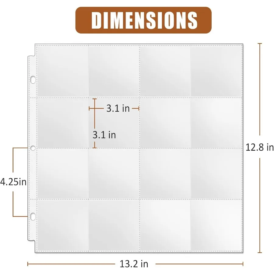 3x3 صور الأكمام 16 جيب سجل القصاصات إعادة ملء صفحات حماة الصفحة تناسب 12x12 3 حلقة ألبوم الموثق 25 حزمة