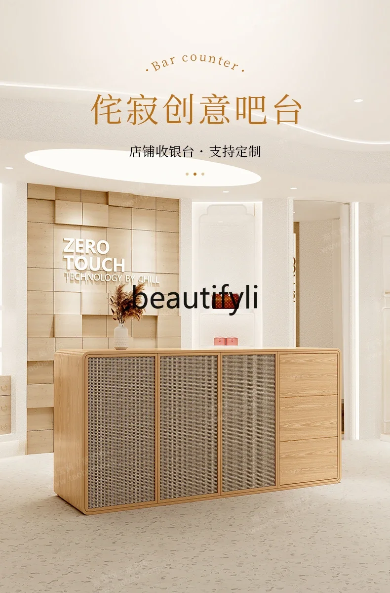 T Estilo japonés sorpresa viento ratán tienda de ropa de mujer mesa de bar página de caja B & B mostrador de recepción