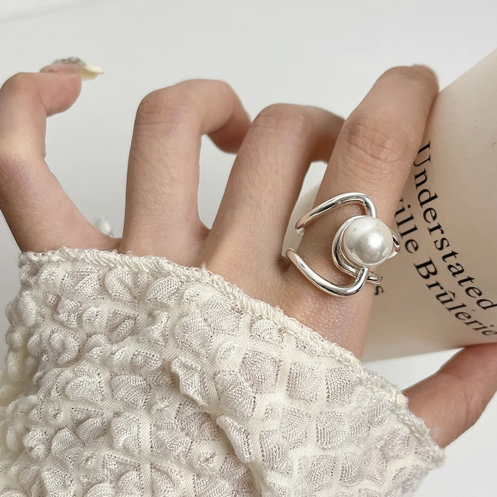Women's 925 Sterling Silver Minimalist Pearl & CZ Ring, Handmade