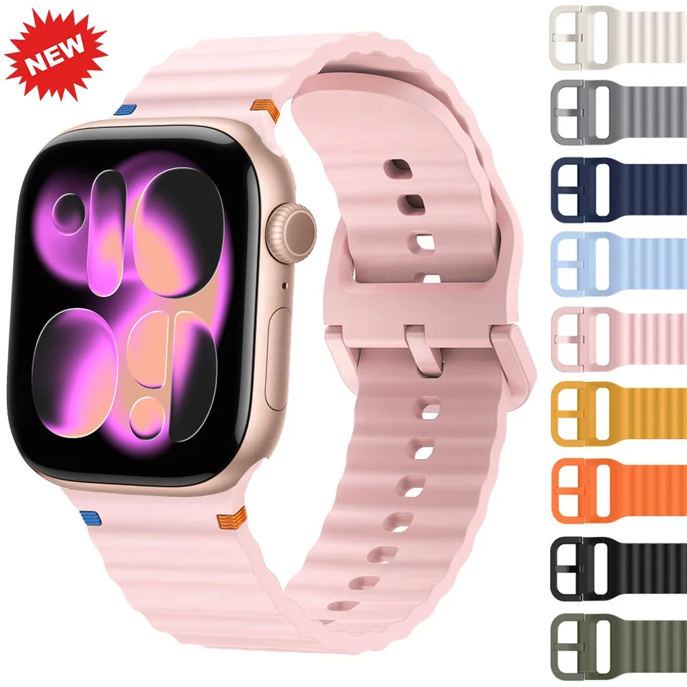 

Silicone Strap for Apple Watch Series 11 10 46mm 42mm 9 8 7 45mm 41mm 6 5 SE 44/40mm Sport Watchband iWatch Ultra 2 3 49mm Strap