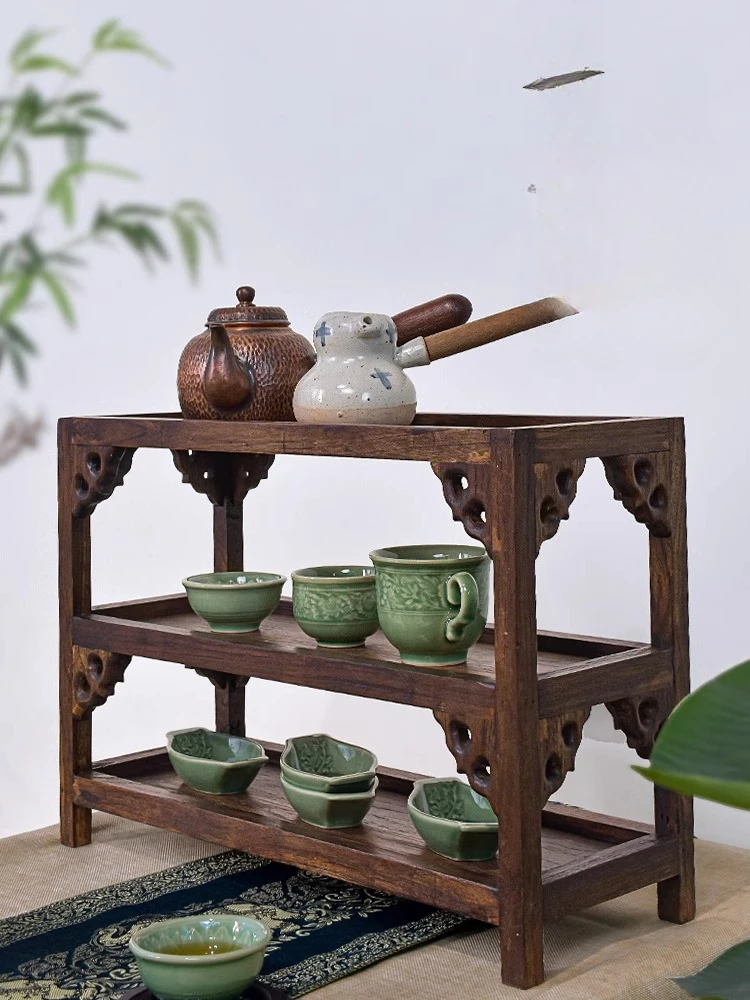 

Tea desktop shelf Zisha pot shelf Chinese tea set storage rack desktop bogu