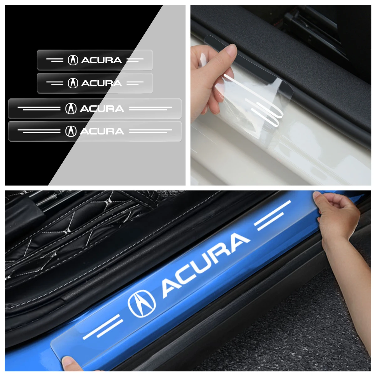 

4pcs Carbon Fiber Car Sticker Auto Door Threshold Scratch Waterproof For Acura Integra TL TLX ILX RL NSX ZDX MDX RDX TSX