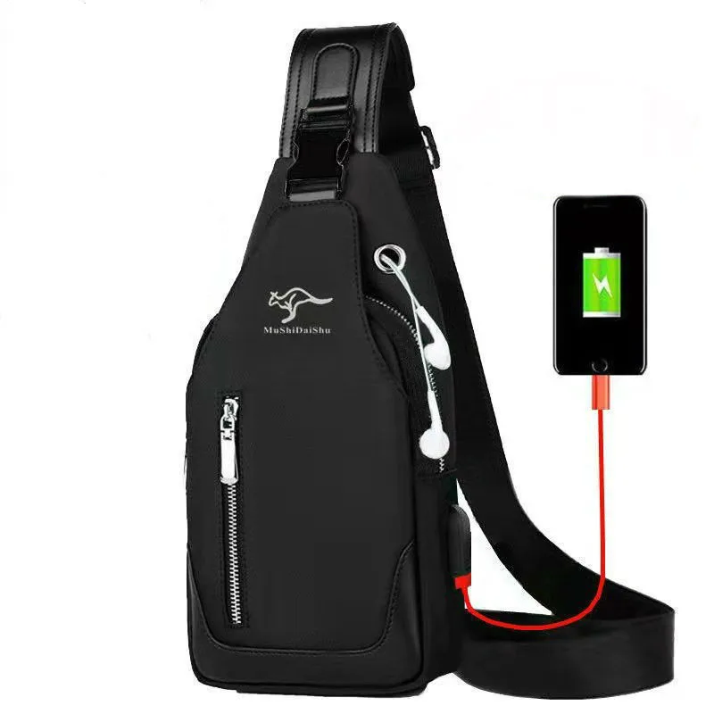 

Men's Chest Bag Fashion Korean-Style USB Charging Casual Sports Water-Proof Shoulder Crossbody Bag Cross Body Chest Bag for Men