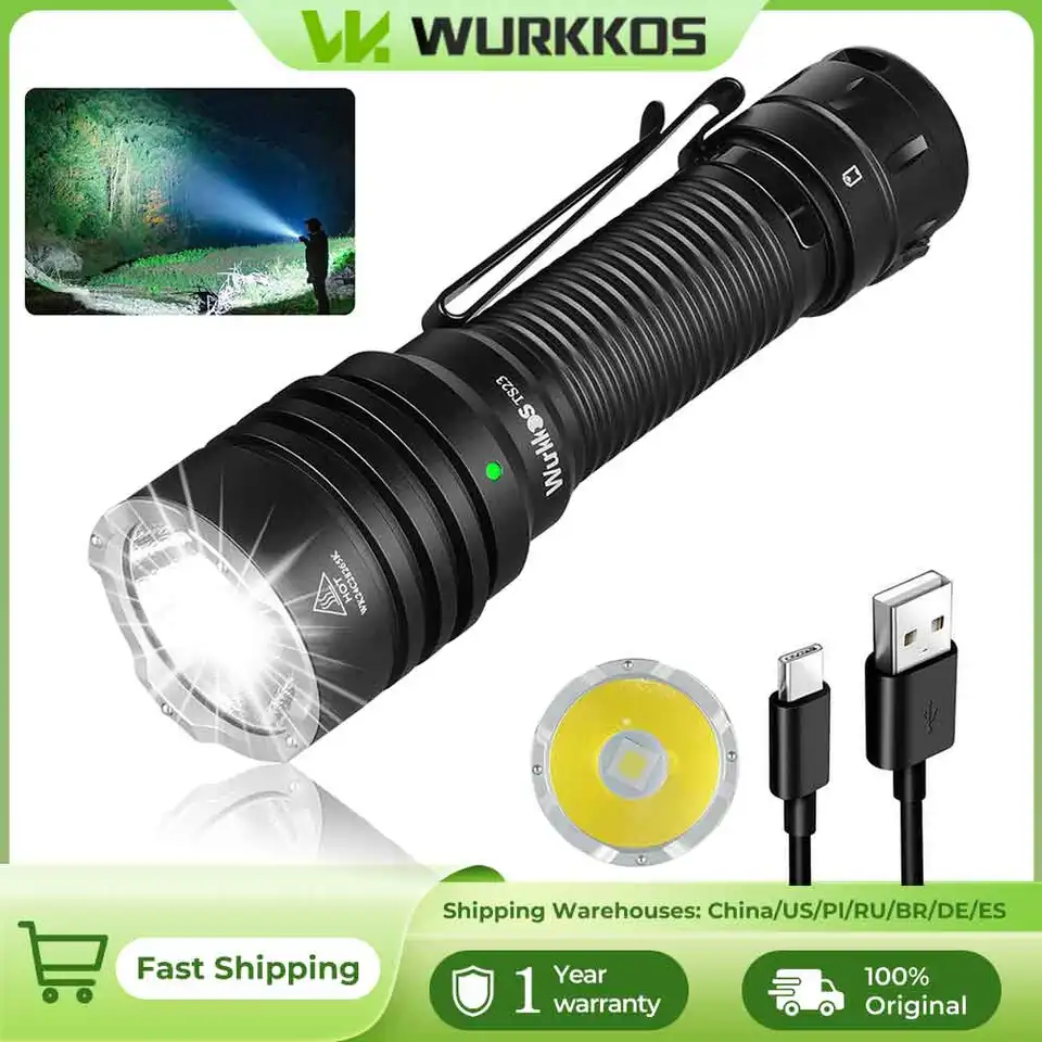 Wurkkos-充電式戦術懐中電灯、ipx8防水、2グループモード、edcテール