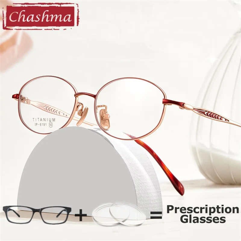 Fashion Women Prescription Eyeglasses Reading Glasses Myopia Farsighted Blue Ray Block Fashion Elegant Pure Titanium Glasses