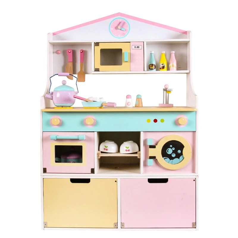Montessori Bildung Kinder Spielzeug Puzzle Holz Küche Spielzeug Miniatur Lebensmittel Puppenhaus Zubehör Kochen Töpfe Set Soziale Spiele