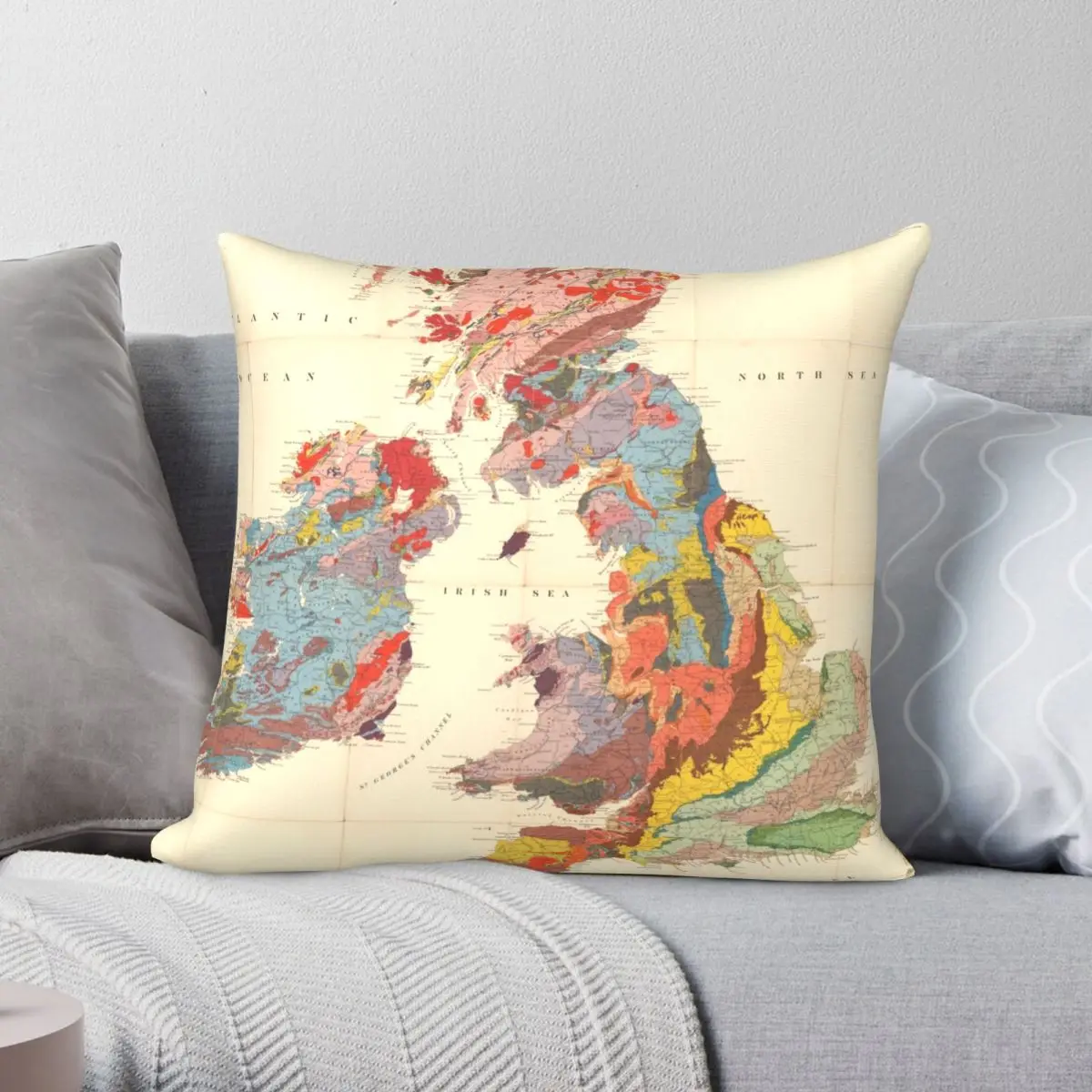 Vintage Geological Map Square Pillowcase Polyester Linen Velvet Creative Zip Decor Throw Pillow Case Home Cushion Cover