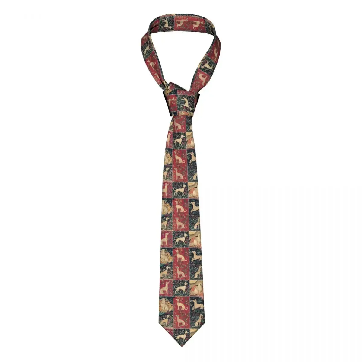 Medieval Greyhound Neckties Mens Personalized Silk Whippet Sighthound Dog Neck Ties for Business