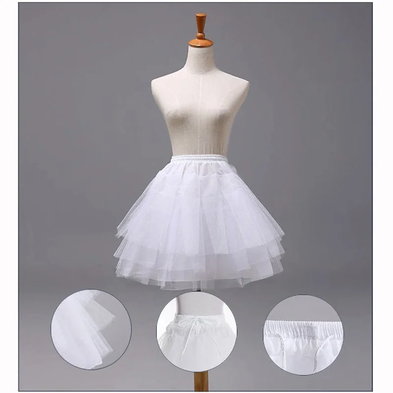 Enagua de tul con volantes para niñas, vestido de novia de crinolina corta, enagua de Ballet blanco