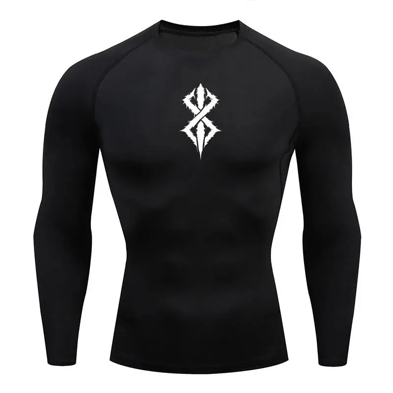 Men Compression Top Anime Berserk Guts GYM Tshirts Running Fitness Tight Sportswear Breathable Sport Long Sleeve Tee