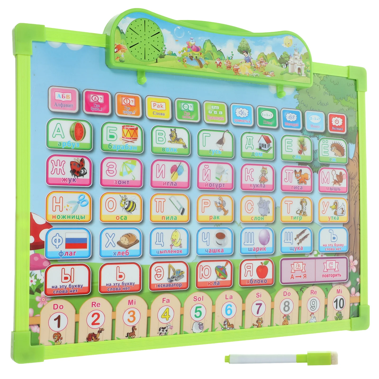 Gráfico del alfabeto ruso para niños en edad preescolar, póster educativo de aprendizaje, Material ABS electrónico duradero, colores brillantes, transparentes