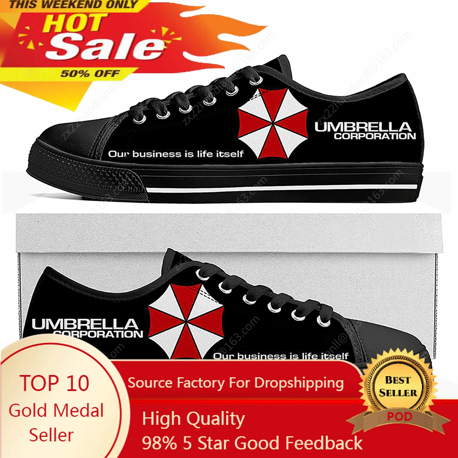 

Umbrella Corporation Low Top Sneakers Mens Womens Teenager Zombie Horror Movie Canvas Sneaker couple Casual Shoes Custom Shoe