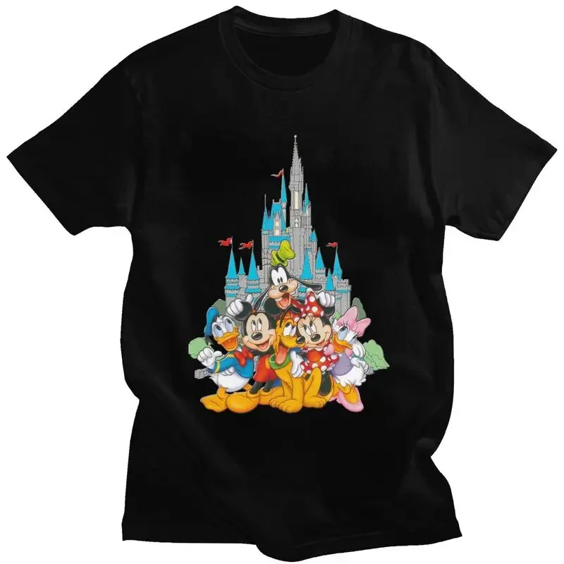 Mickey Mouse Donald Duck Minnie Anime T Shirt Men Pure Cotton Tshirt Fashion Tees Short Sleeve T-shirt Fitted Apparel