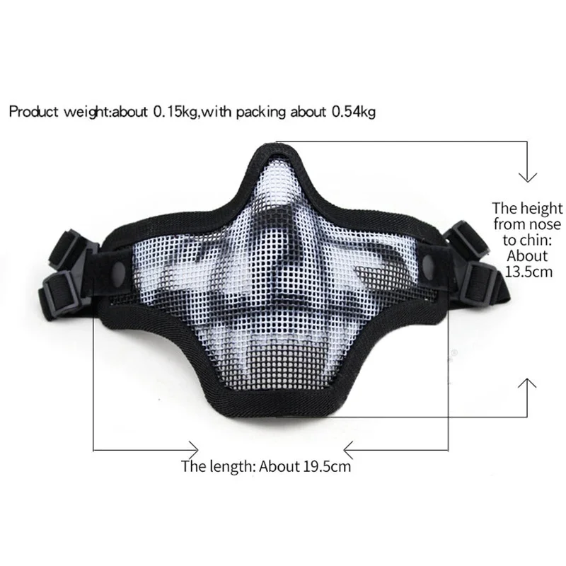 

Adjustable Half Face Wire Mask Carbon Steel Protective Strike Metal Face Mask,Camouflage Tactical Airsoft Military Enthusiast
