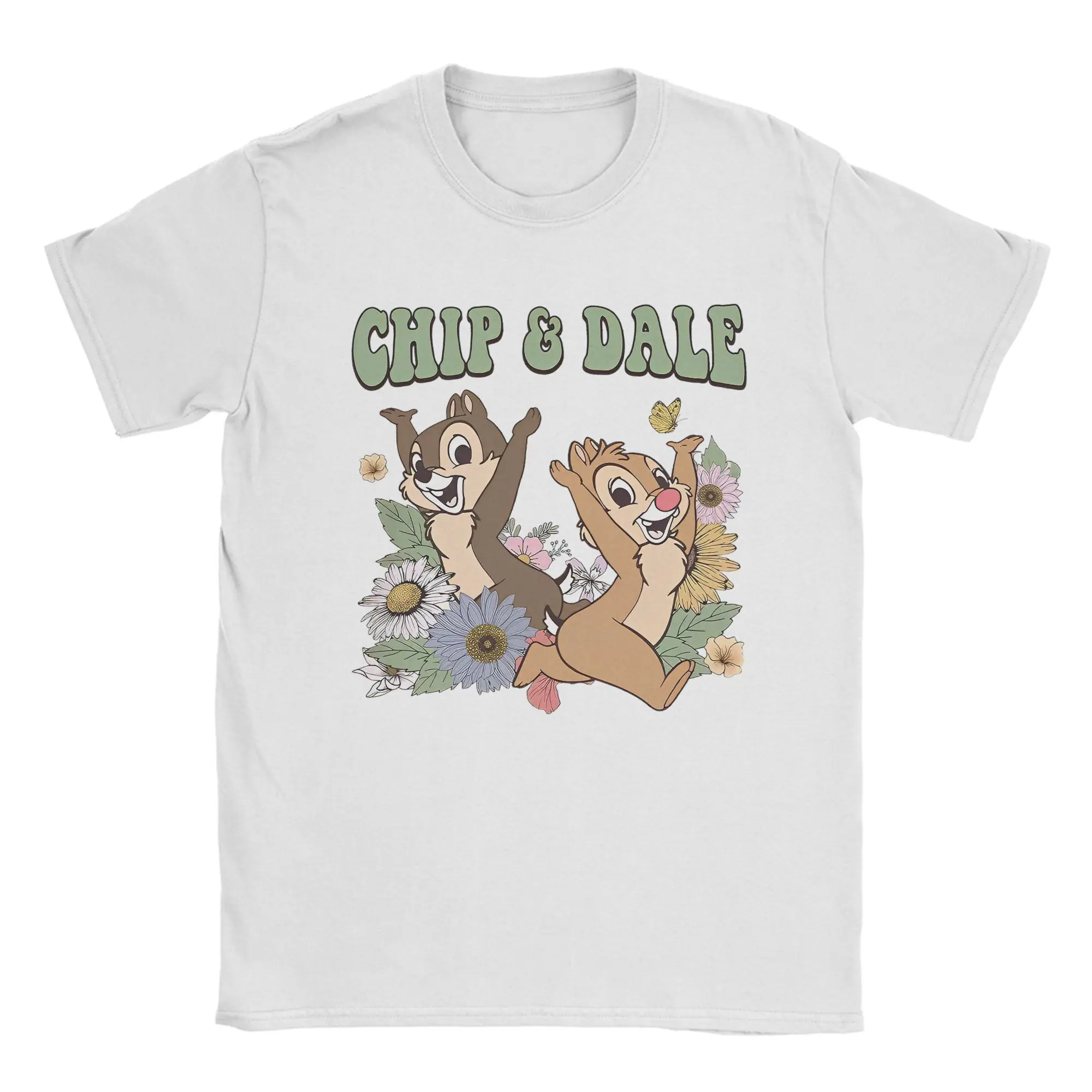

Men Women T-Shirt Vintage Floral Funny Chip and Dale Fashion Pure Cotton Tees Short Sleeve T Shirts Crewneck Tops Graphic