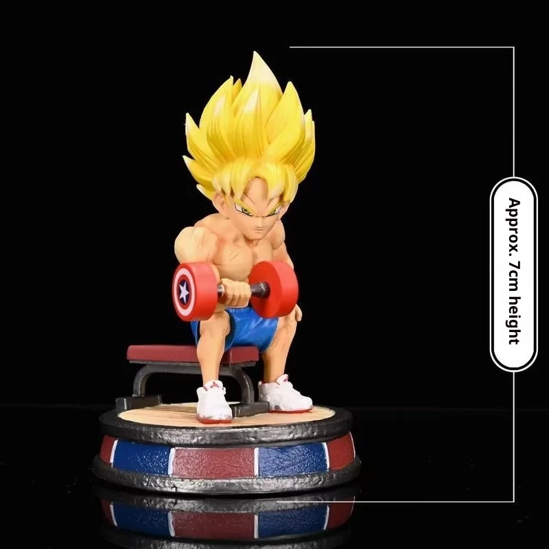ドラゴンボール 悟空筋トレフィギュア ダンベル付き 超サイヤ人フィットネス像 アニメコレクタブルモデルギフト