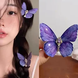 1Pc Fashion Purple Butterfly Hair Clips Women Girl Hairpins DIY Headwear Bow Decor Hairgrip Korean Hair Styling Accessories Blue