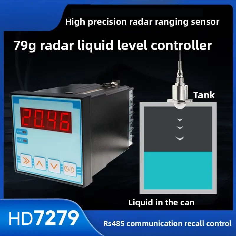 RS485 Radar Level Controller Integrated Sensor Automatic Switch Water Level Meter Material Level Display