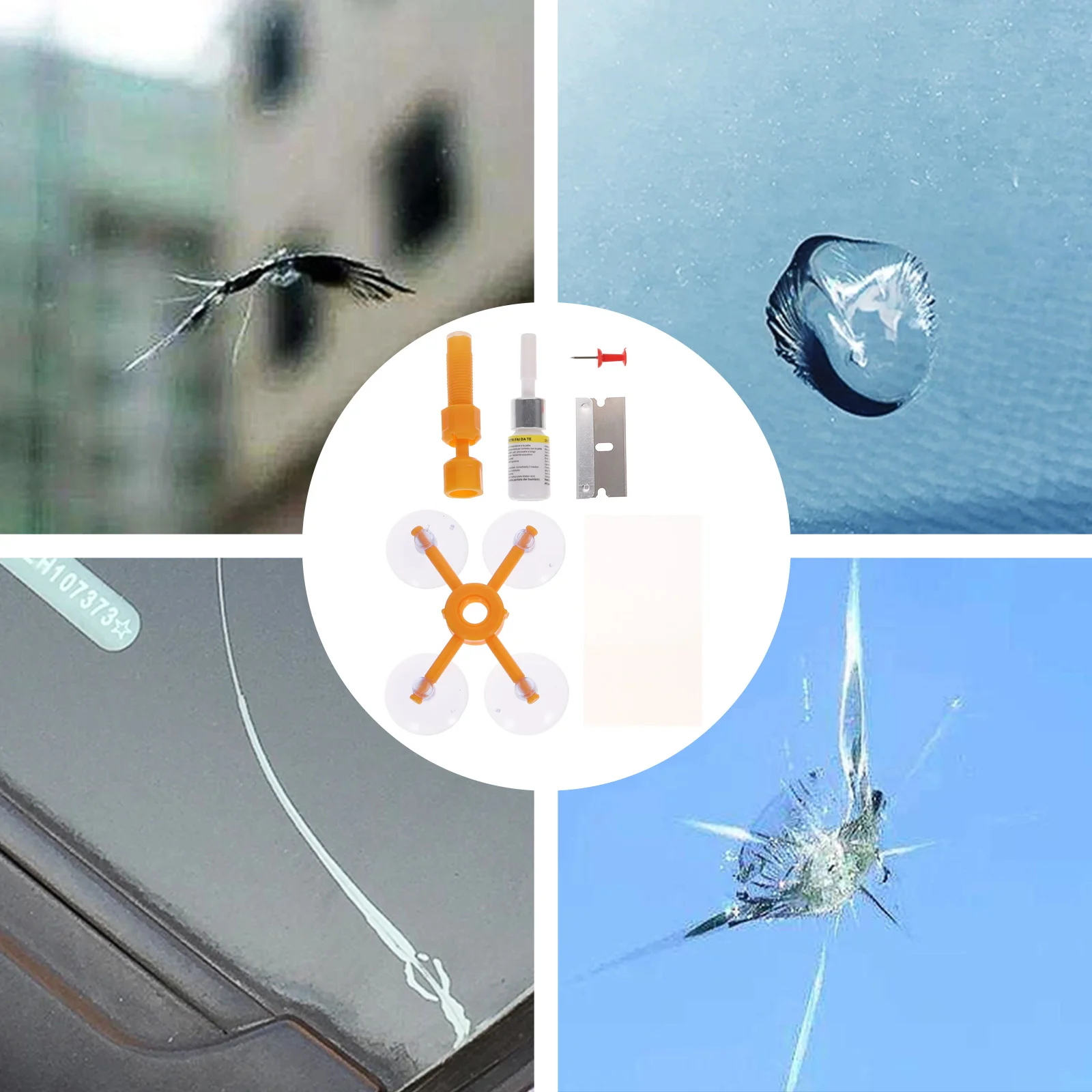 

Crack Glass Repair Kit Restorer Tool Steel Body Tools Windshield for Long Cracks