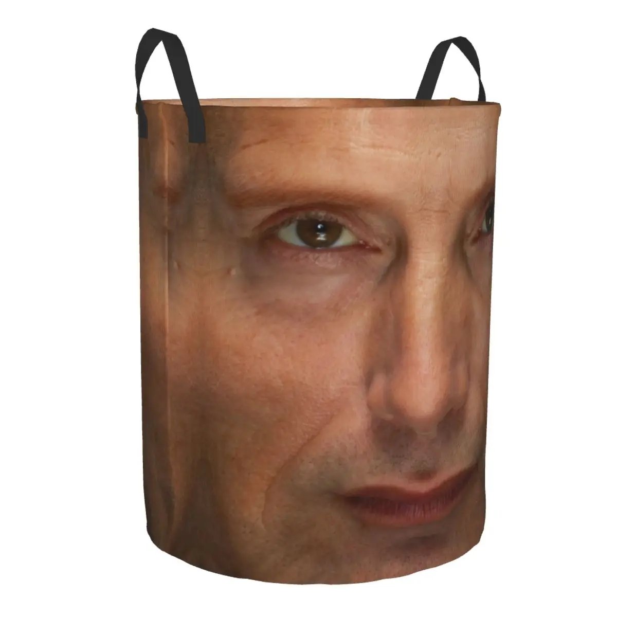 Custom Mads Mikkelsen Face Laundry Basket Collapsible Hannibal TV Show Baby Hamper for Nursery Toys Organizer Storage Bins