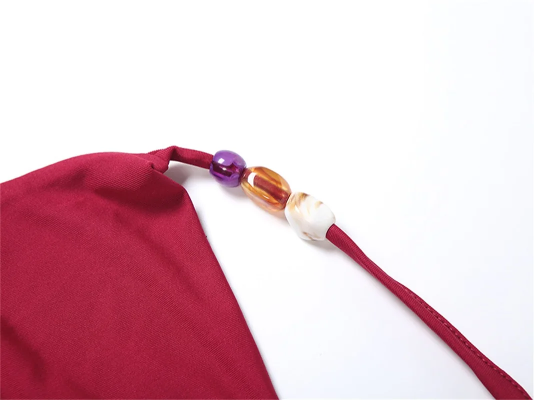 Halter Pleated Bead Women's Evening Dress Backless Sleeveless Bandage Gown Elegant Red Sheath Party Skirt New Arrival In Stock