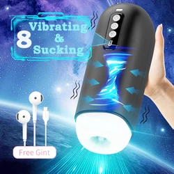 2024 Automatic Male Sucking  Masturbator, 8 Sucking & 8 Vibration Modes Real Pussy Sex toy Sex Sexy Blowjob Pocket Penis Trainer