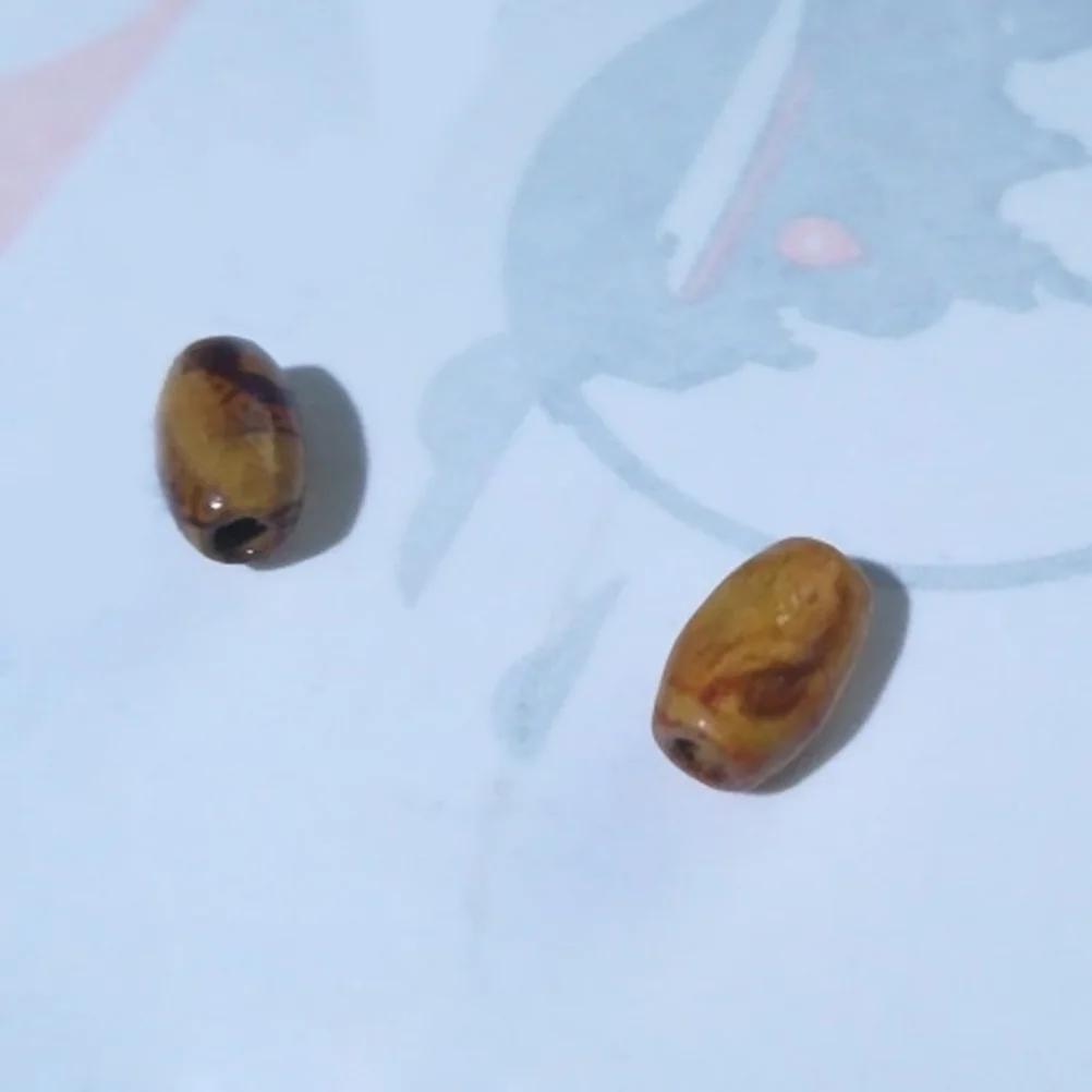 

400Pcs Various Shaped Wooden Beads Printed Vintage Pattern Big Hole DIY Jewelry Making Bracelet Necklace Loose Beads