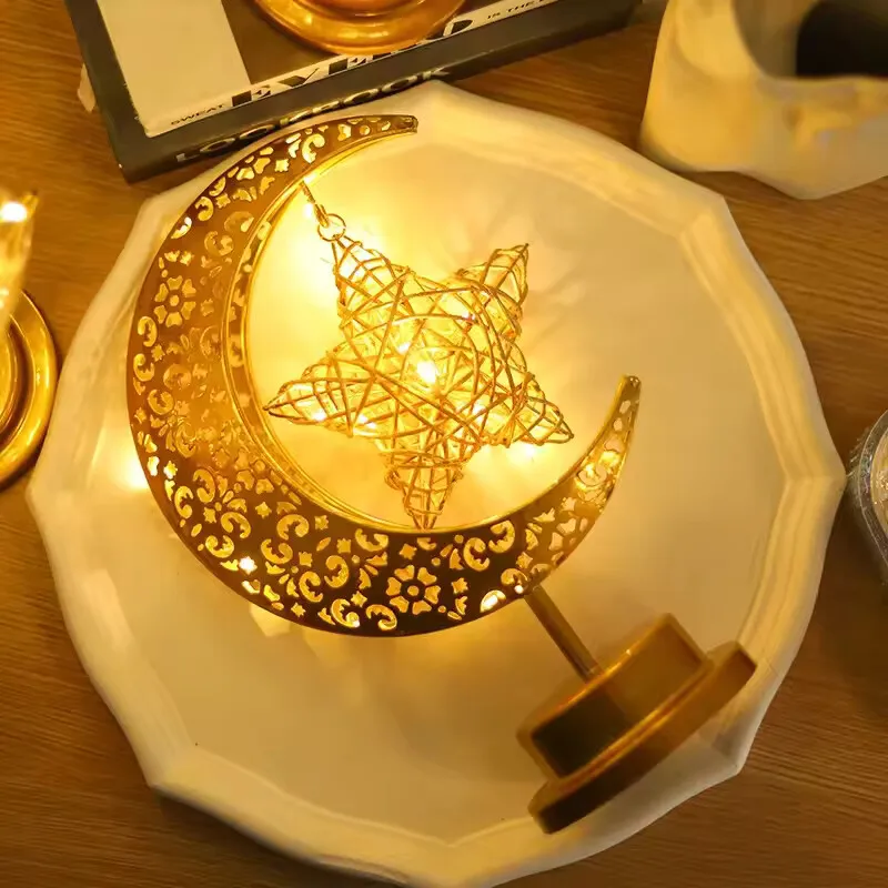 

Metal Moon LED Light 2025 Ramadan Eid Decoration Islamic Home Party Gift Eid Kareem
