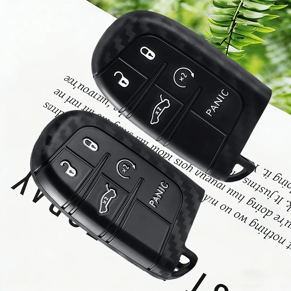 

Premium Soft Silicone Car Key Case Cover Carbon For Dodge Ram Charger Journey Durango Jeep Grand Cherokee Chrysler