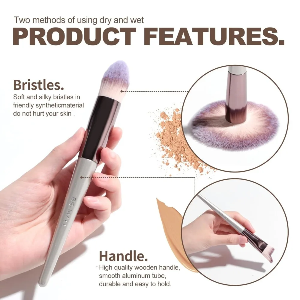BS-MALL Make-up-Pinsel-Set, 18-teilig, Premium-Synthetik, Foundation, Puder, Concealer, Lidschatten, Rouge, Make-up-Pinsel mit schwarzem Etui