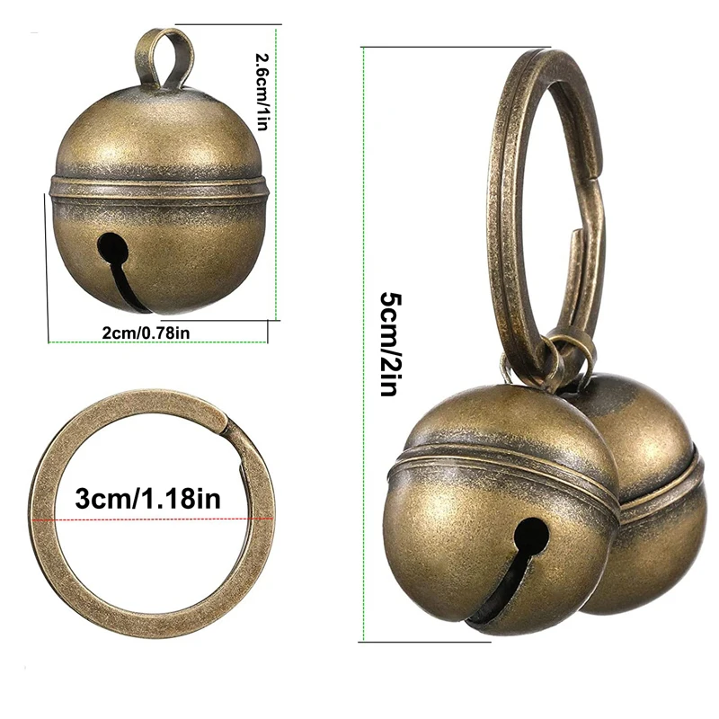 Benepaw Vintage Brass Dog Cat Bells Durable Crisp Sound Pet Tracker Jingle Bell With Key Ring Puppy Collar Necklace Bronze