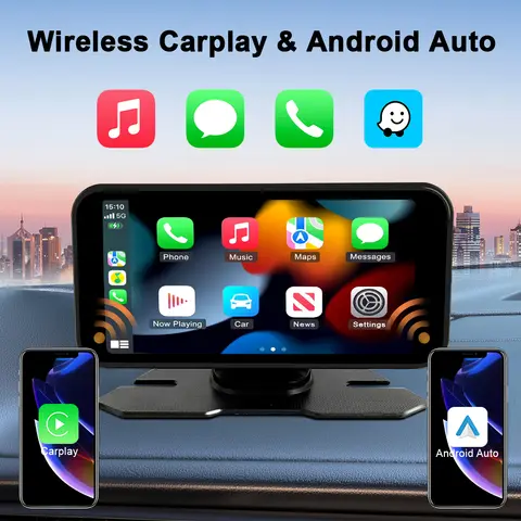 4K DVR 6인치 무선 CarPlay 및 Android Auto Dash Cam Bluetooth 오디오 GPS 네비게이션 대시보드 듀얼 렌즈 비디오 레코더