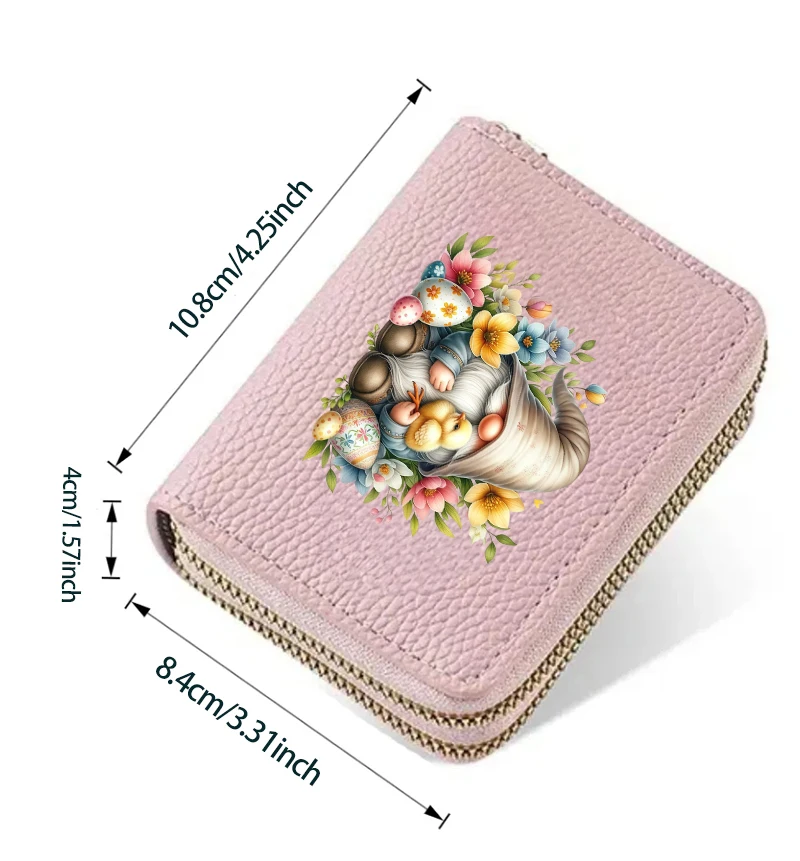 Gnome Featuring a Dwarfs Double Zipper Wallet Lychee Pattern Fashion Short Credit Card Holder with Large Capacity Coin Purse – Detail 2