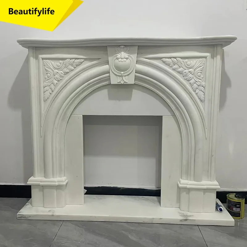 

02M Marble fireplace marble French arch living room stone fireplace natural mantel