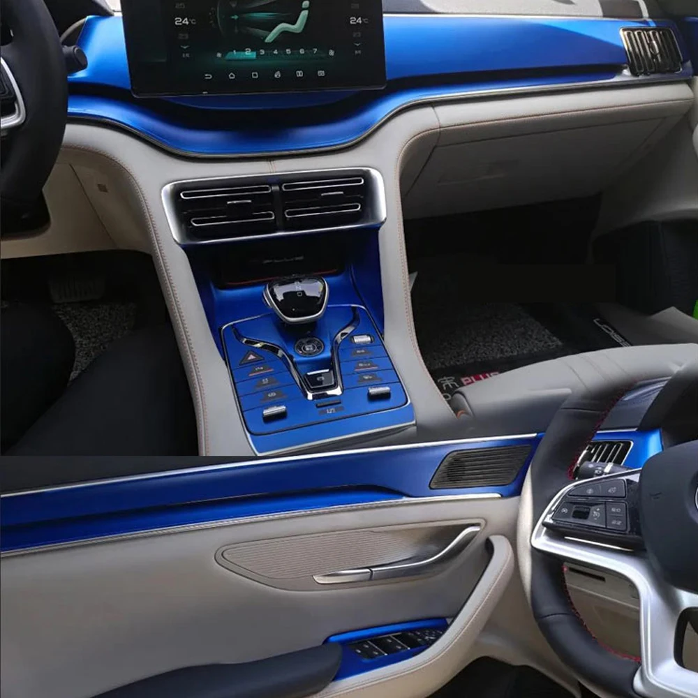 

Углеродное волокно для BYD SONG PLUS DMi 2020-2022, автомобильная пленка, внутренние наклейки, центральная консоль, приборная панель, воздушная дверная ручка, подъемная панель