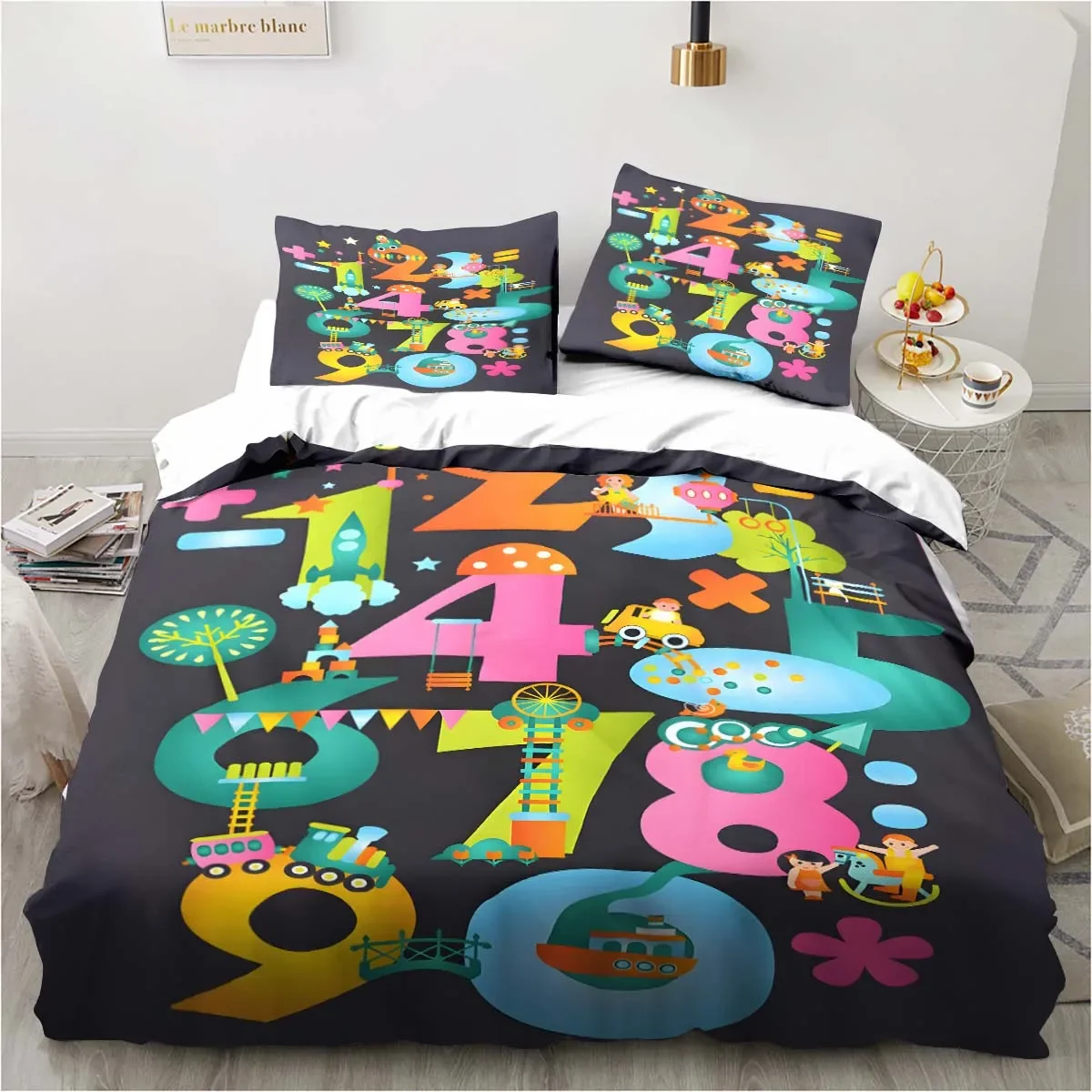 

Arabic numeral three-piece bedroom home supplies children's room exquisite pillowcase and duvet cover, exquisite birthday gift