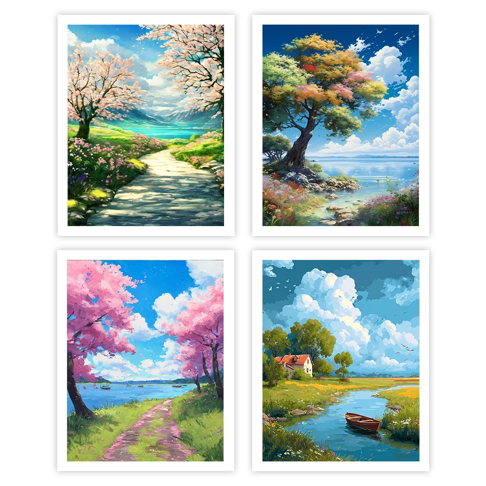 

GATYZTORY Painting By Numbers Acrylic Landscape tree For Drawing Arts Crafts hobby Framed Wall Art Modern oil Wall Decororation
