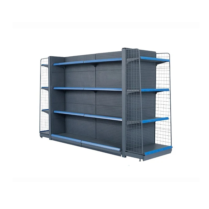 custom.Heavy Duty Double-Sided Shop Shelving Supermarket Shelf Display Marketing Rack Metallic Store Shelves