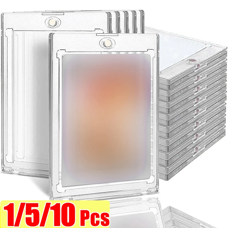 1-10Pcs Clear Card Holder Magnetic Holder Trading Cards Protectors Hard Plastic Sleeves Display Baseball Sports Standard Card
