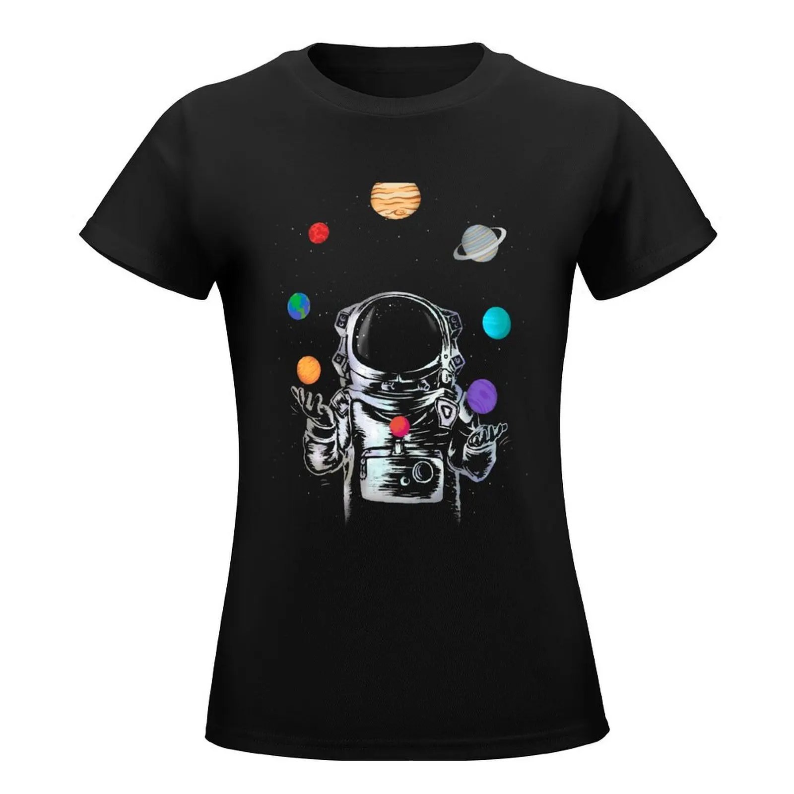 Camiseta gráfica estética feminina, Roupa de circo espacial, Camisas gato