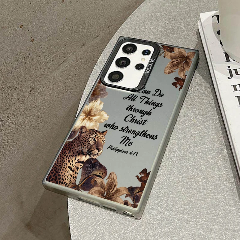 Leopard Phone Case For Samsung S26 S25 S24 A57 A56 A37 A36 A17 A16 A07 A06 Ultra Plus Laser PC+TPU Cases Cover-J322P1