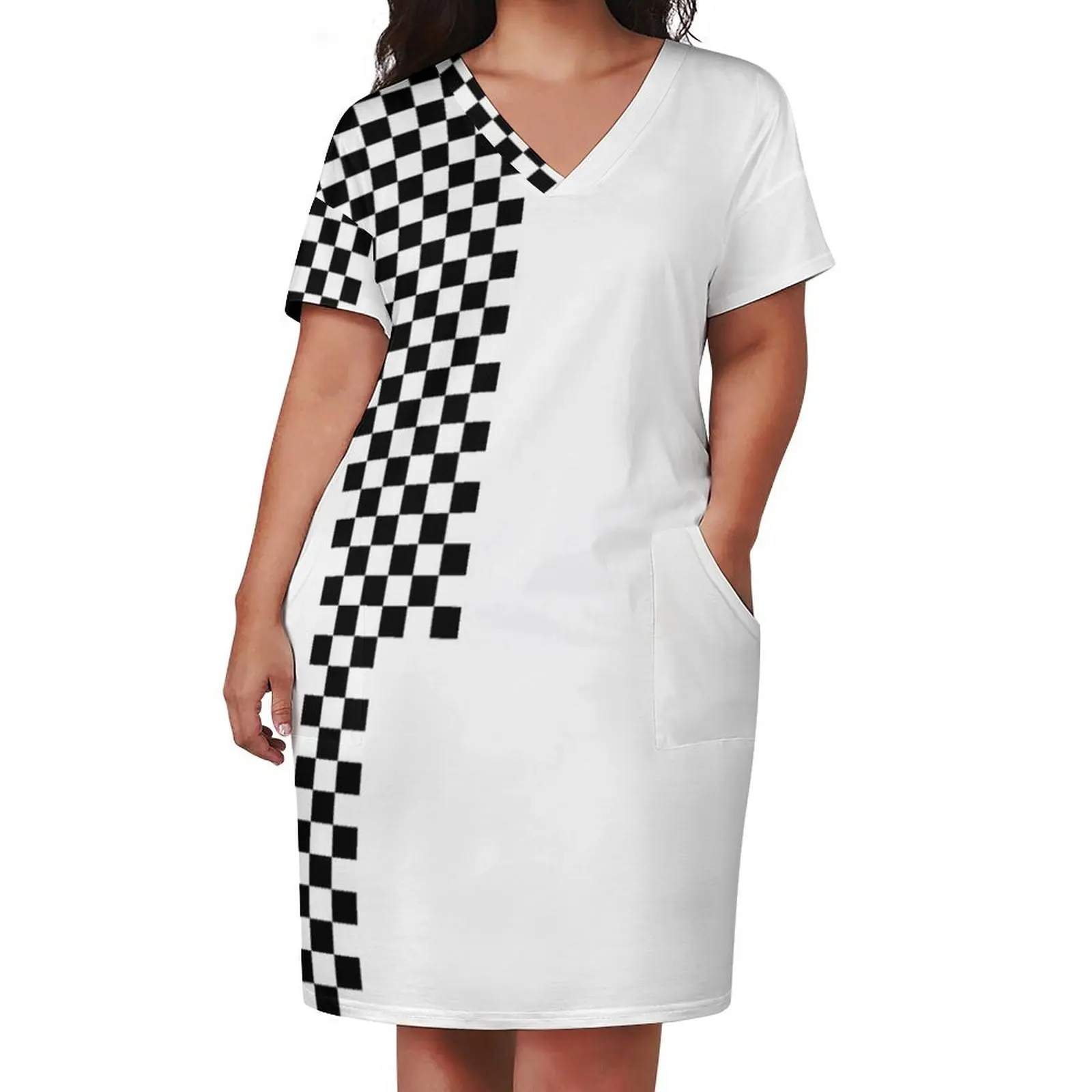 Ska Checkerboard Concept v1 Loose Pocket Dress Women's evening dress sexy short dresses daring