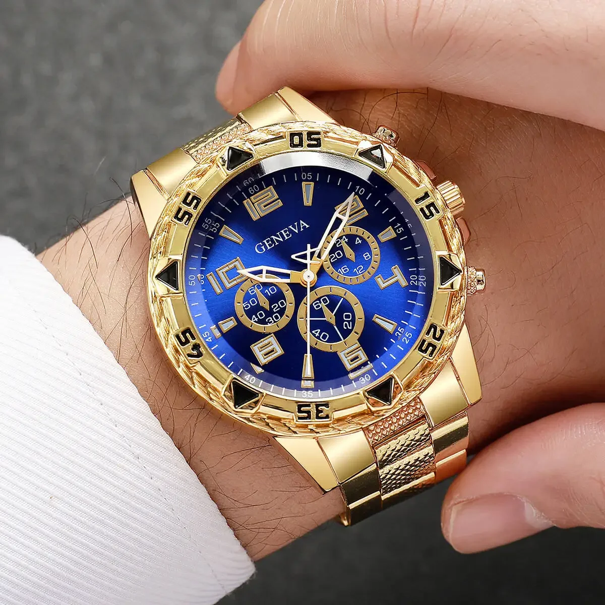Men's Blue Light Glass Multi-Function Quartz Watch, Stainless Steel