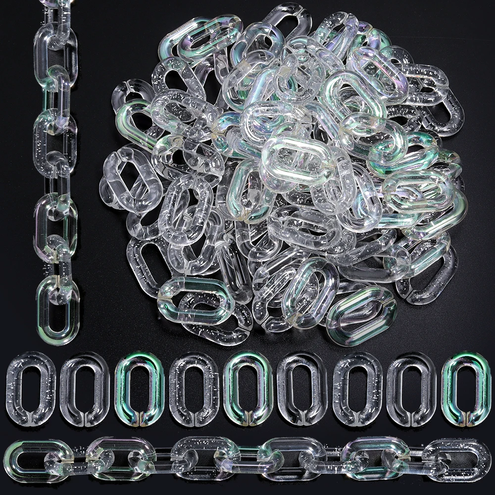 20pcs/lot High Brightness Transparent Acrylic Buckle Chain Link Chain Connector For Jewelry Making Bracelet Necklace Wholesale