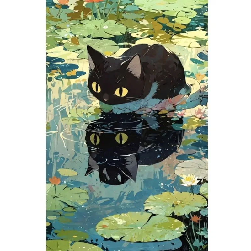 Jigsaw Puzzles Adults Reflection in The Water Cute Cat Home Puzzle Stress Relief Entertainment Toys Landscape Puzzles Christmas